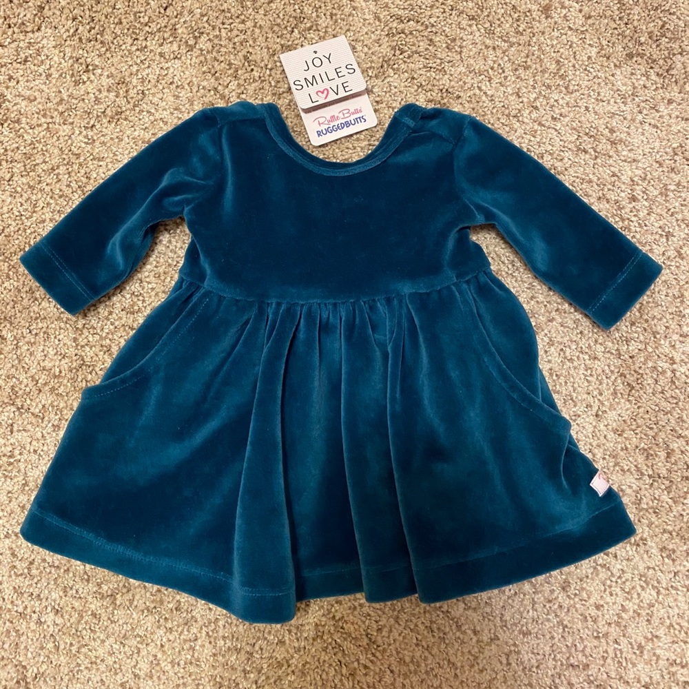 Rufflebutts Etherial Blue Velour Dress
